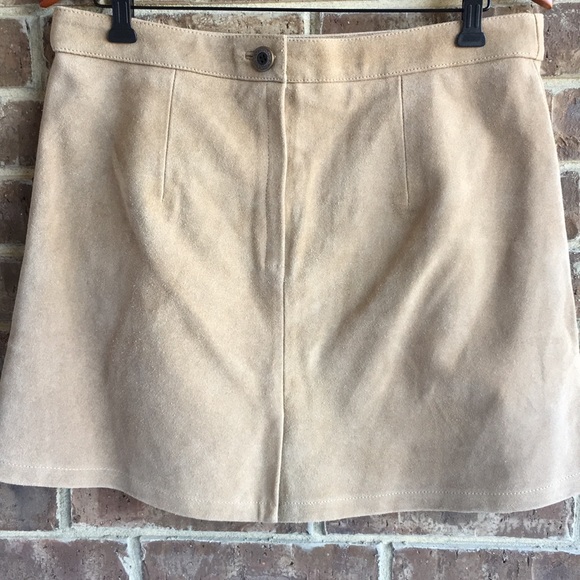 NWOT Topshop Tan Genuine Suede Skirt - Picture 4 of 8